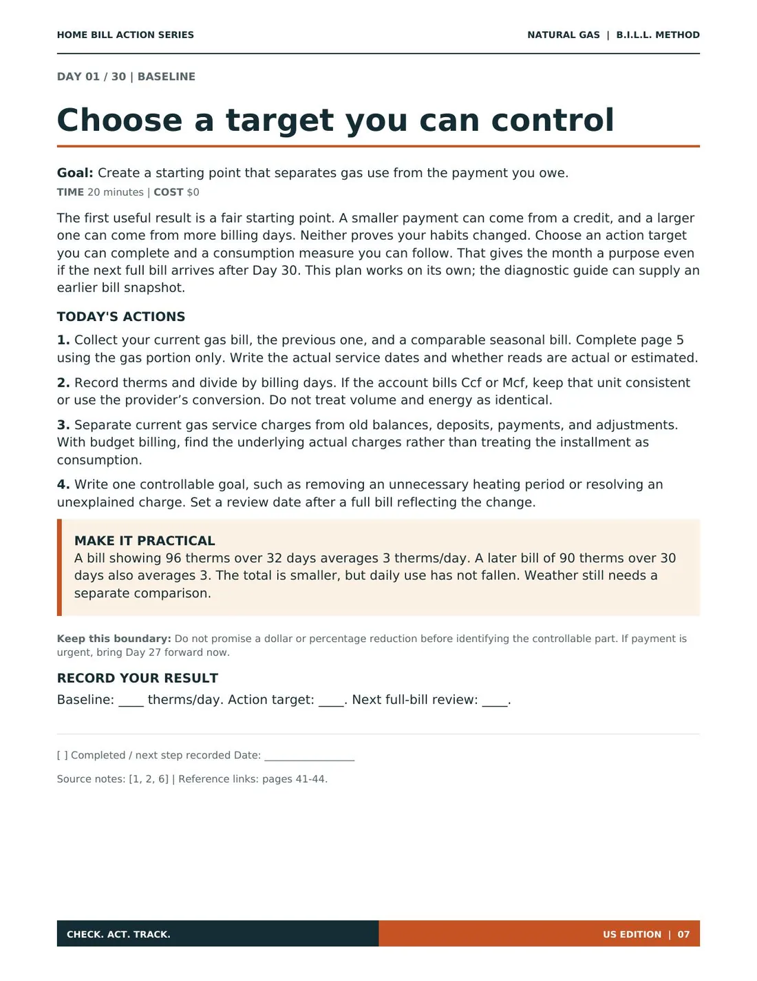 Day 1 action from the Home Gas Action Plan